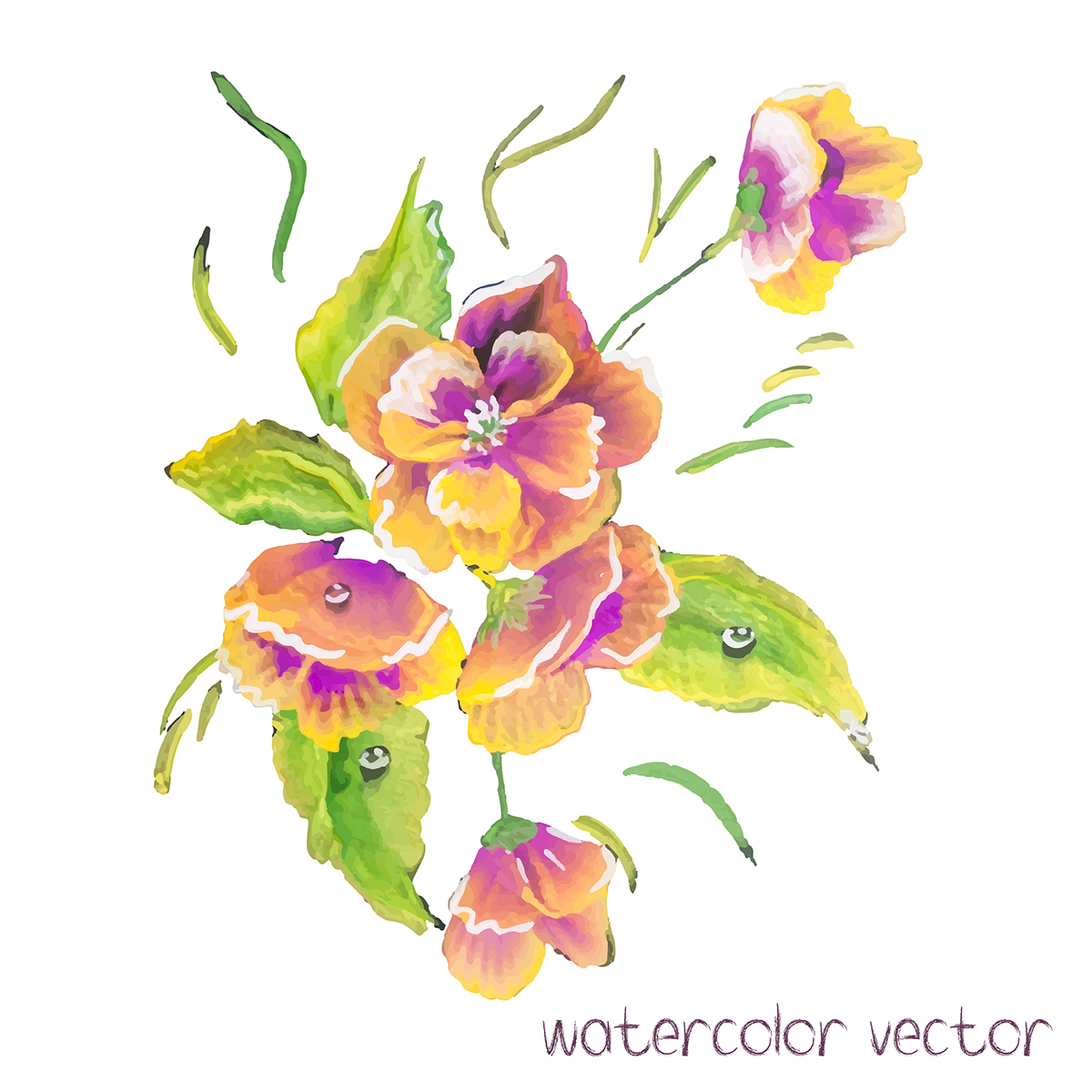 1200x1200 Watercolor Vector Flowers. Vector Watercolour Flowers. On Behance - Watercolor Vector Art