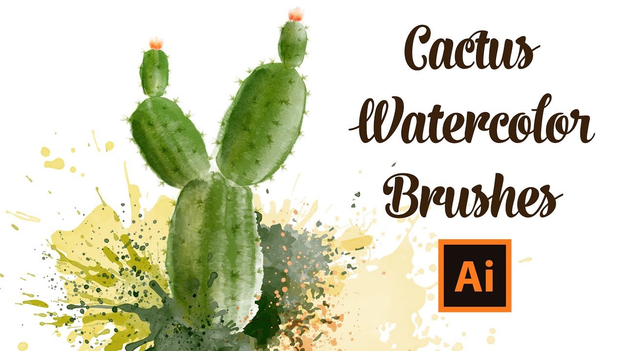 1280x720 How To Draw A Cactus With Real Watercolor Vector Brushes - Watercolor Vector Brushes