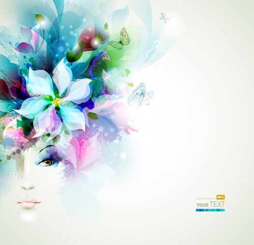 500x482 Floral Girls With Watercolor Vector Background 01 Free Free Download - Watercolor Vector Free Download