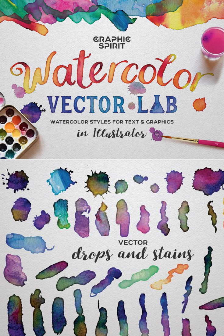 735x1102 Watercolor Vector Styles Illustrator By Design Bundles Digital - Watercolor Vector Illustrator