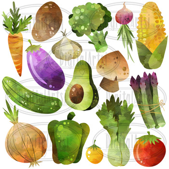 350x350 Watercolor Vegetables Clipart By Digitalartsi Teachers Pay Teachers - Watercolor Vegetables