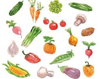 340x270 Watercolor Vegetable Etsy - Watercolor Vegetables