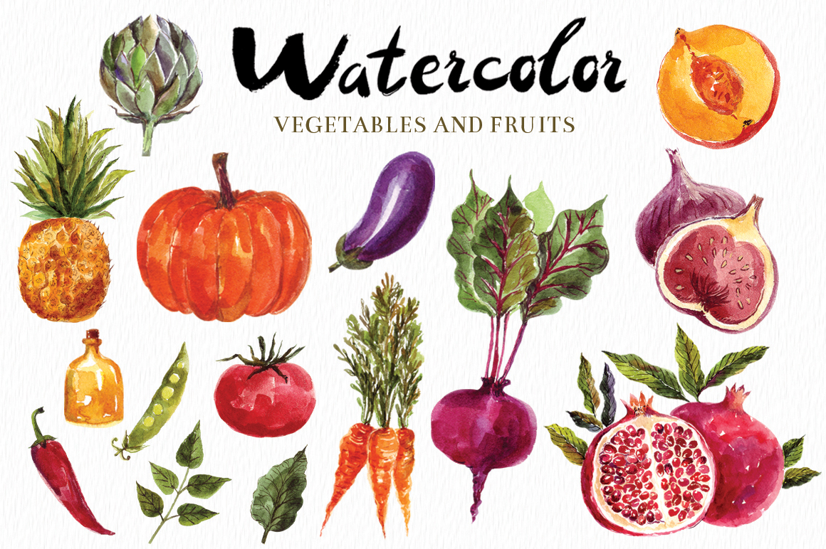 1160x772 Watercolor Vegetables Amp Fruits - Watercolor Vegetables