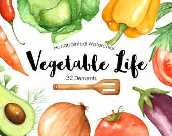 340x270 Watercolor Veggies Etsy - Watercolor Vegetables