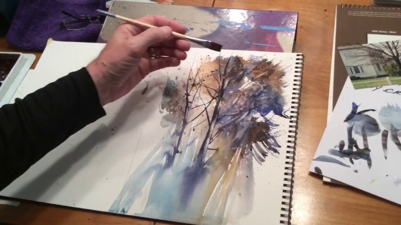1280x720 Loose Trees Instructional Watercolor Video By Ken Hobson - Watercolor Video