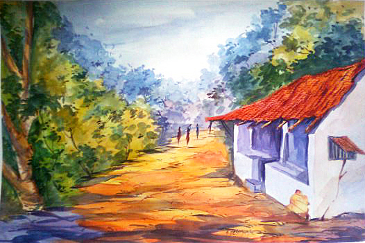 526x351 Painting Beautiful Watercolor Landscapes.saatchi Art Green Corn - Watercolor Village