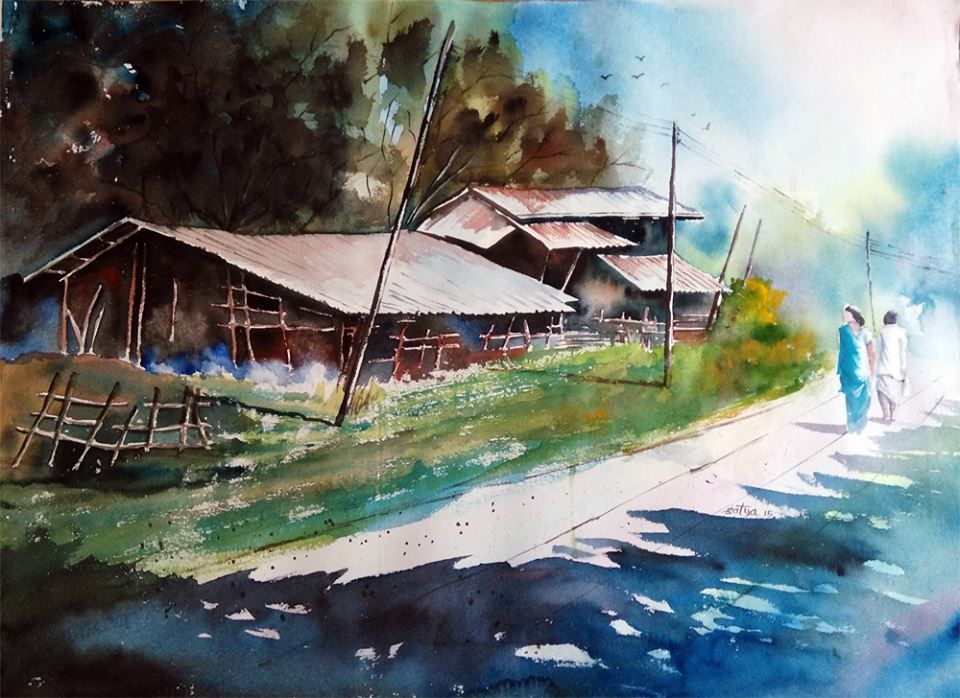 Watercolor Village at PaintingValley.com | Explore collection of ...