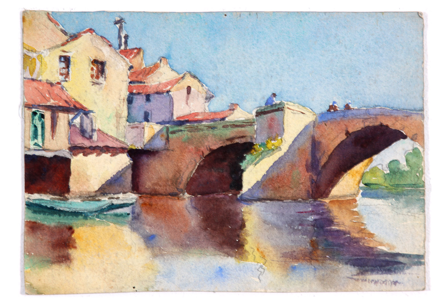 1471x1000 Watercolor Of A Village In Europe, C. 1930 Omero Home - Watercolor Village