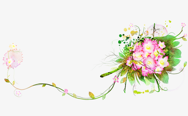 650x400 Watercolor Flower Vines, Watercolor Clipart, Flower Clipart - Watercolor Vines