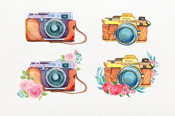 580x386 Vintage Camera Watercolor - Watercolor Vintage