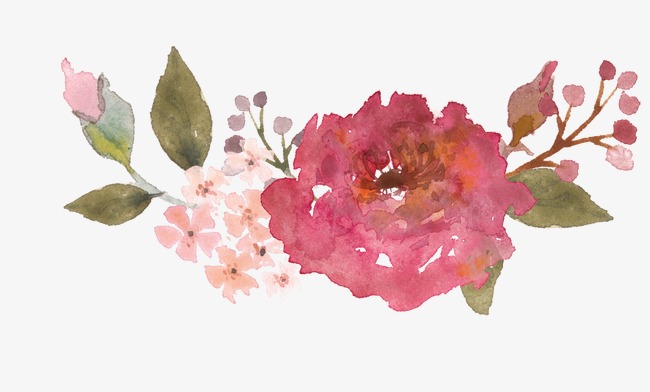 650x392 Vintage Watercolor Pink Flower, Watercolor Clipart, Flower Clipart - Watercolor Vintage