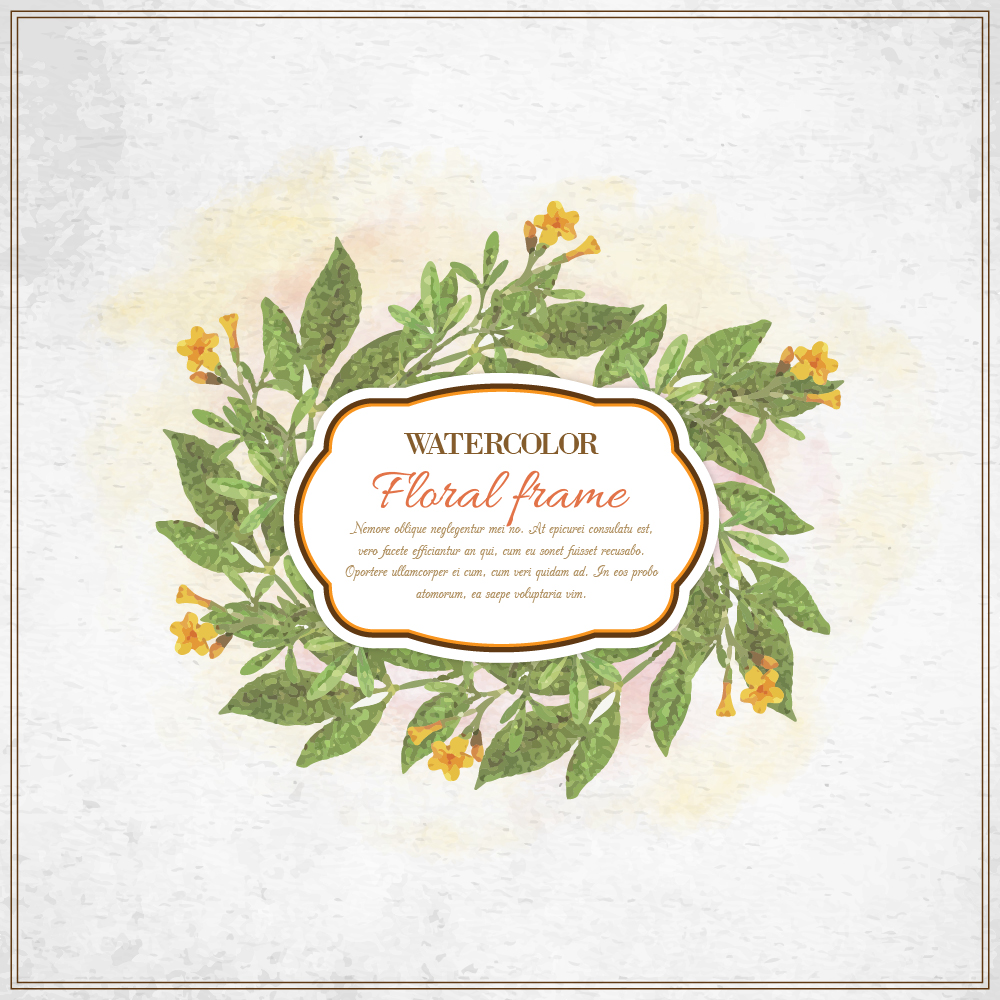 1000x1000 Vintage Watercolor Floral Frame With Typography - Watercolor Vintage