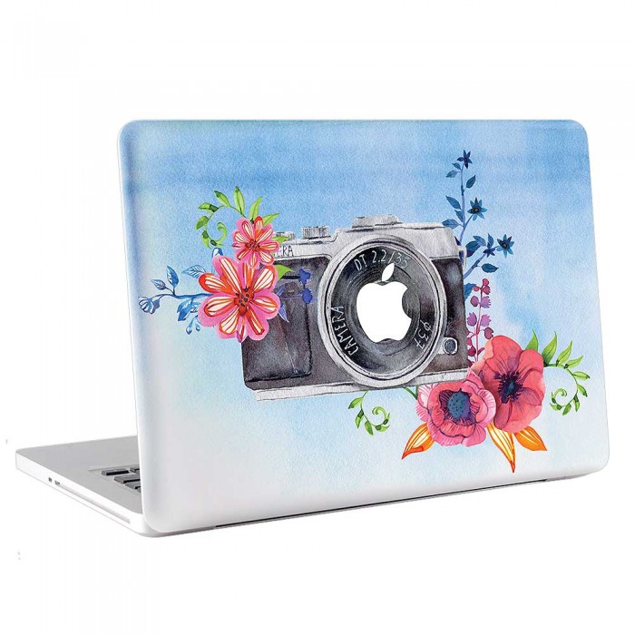 700x700 Watercolor Vintage Camera Macbook Skin Decal - Watercolor Vintage
