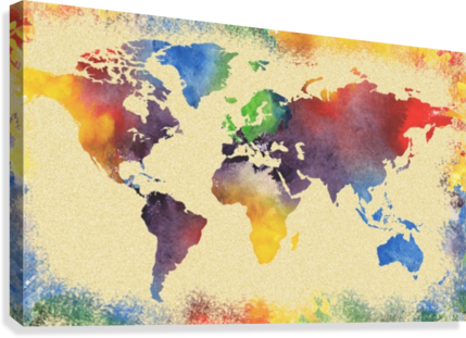 429x311 Watercolor World Map Vintage Rainbow - Watercolor Vintage