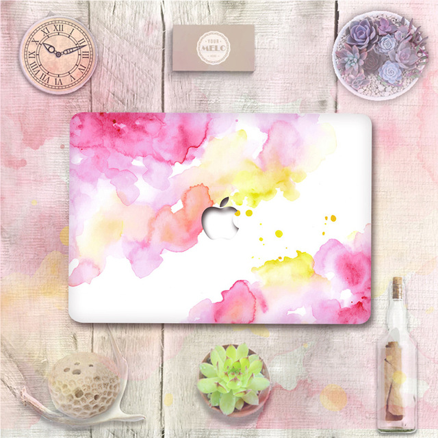 640x640 Pink Coral Watercolor Vinyl Top Front Decal Laptop Skin For Apple - Watercolor Vinyl