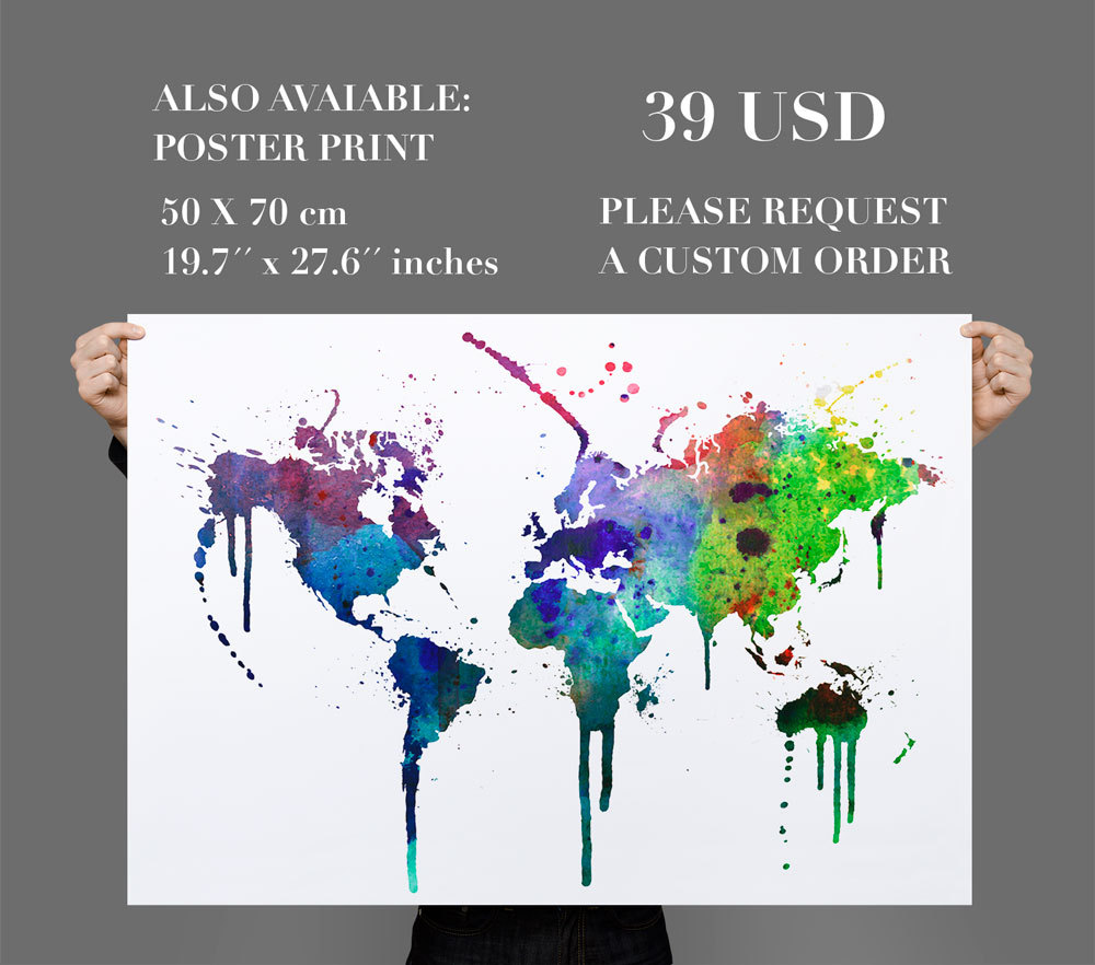 1000x882 World Map Wall Decal Watercolor Vinyl - Watercolor Vinyl