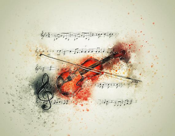 570x443 Violin Watercolor Violin Art Print Music Lover Musician Etsy - Watercolor Violin