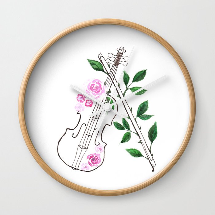 700x700 Musical Instrument, Violin Watercolor Painting Wall Clock By - Watercolor Violin