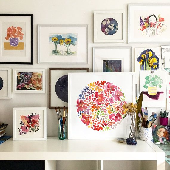 570x570 Floral Watercolor Wall Art. Floral Wall Decor For Her. Botanical - Watercolor Wall Art