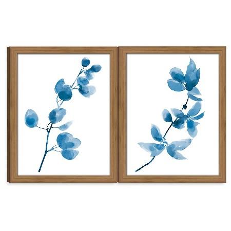 450x450 Framed Watercolor Branch Blue Wall Art - Watercolor Wall Art