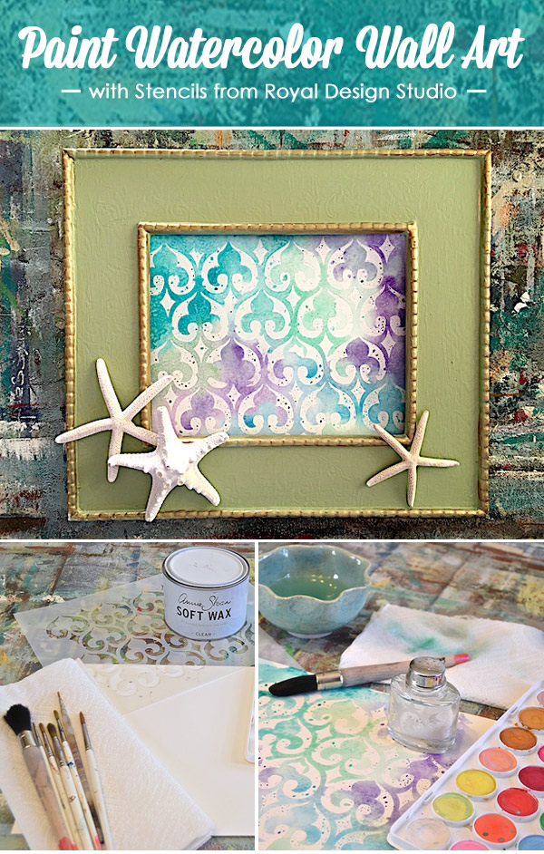 600x942 Paint Watercolor Wall Art With Stencils Paint + Pattern - Watercolor Wall Art