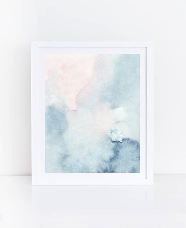 642x785 Printable Abstract Art Watercolor Wall Art Sky Print Blue Etsy - Watercolor Wall Art