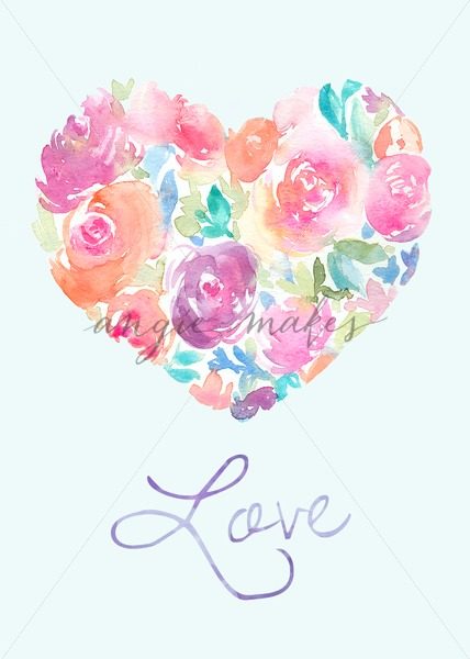 428x600 This Watercolor Heart Wall Art Features Cute Heart Amp Love Text - Watercolor Wall Art