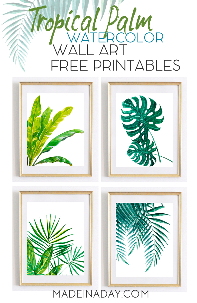 650x1000 Tropical Palm Watercolor Wall Art Printables Made In A Day - Watercolor Wall Art