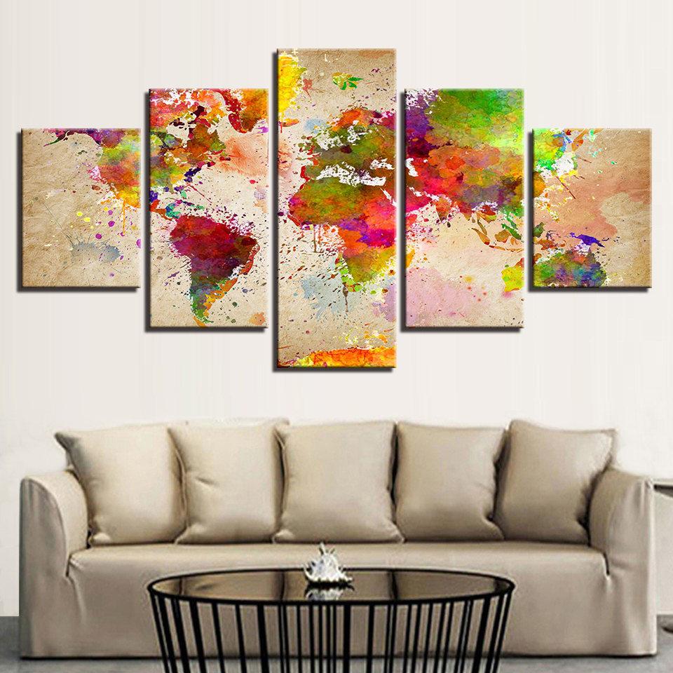 960x960 World Map Watercolor Wall Art, World Map Watercolor Canvas Art - Watercolor Wall Art