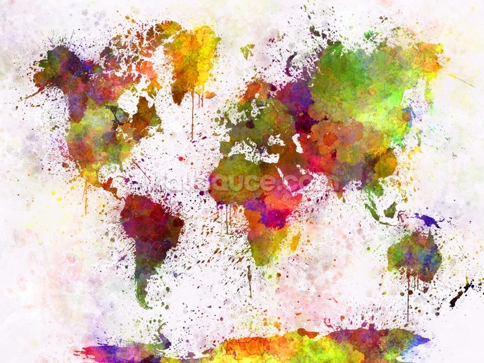 700x525 World Map Colour Splash Wallpaper Wall Mural Wallsauce Germany - Watercolor Wallpaper Splash