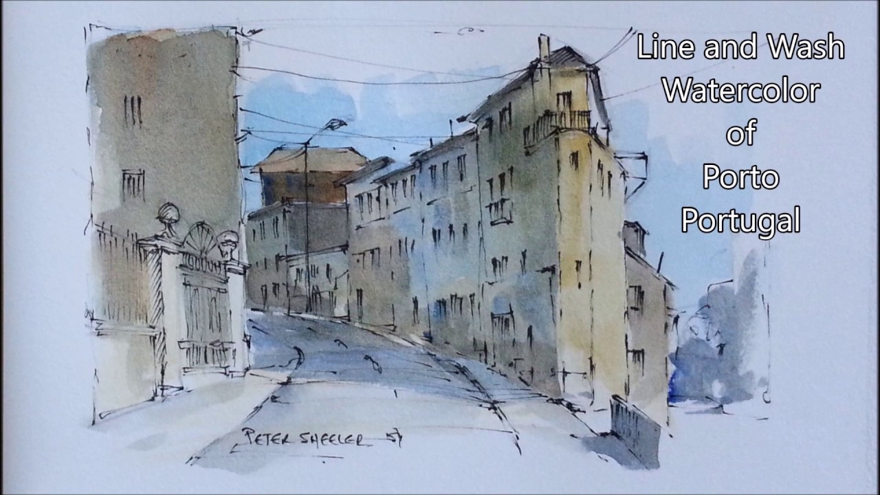 1280x720 Pen And Wash Watercolor Demonstration Using A Pencil Sketch. By - Watercolor Wash
