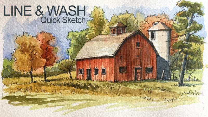800x450 Line And Wash Lesson - Watercolor Wash Painting