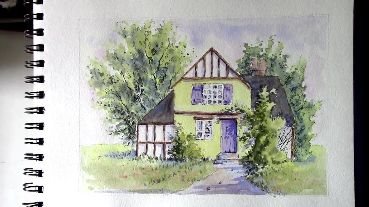 1280x720 Line And Wash Watercolor Painting - Watercolor Wash Painting