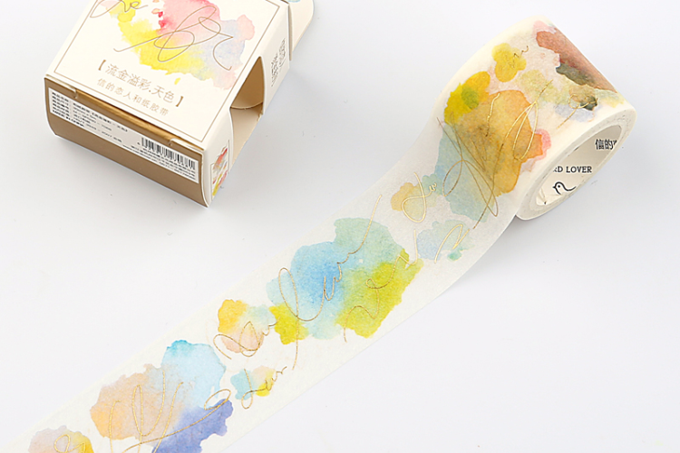 750x500 Golden Foil Watercolor Washi Tape Series - Watercolor Washi