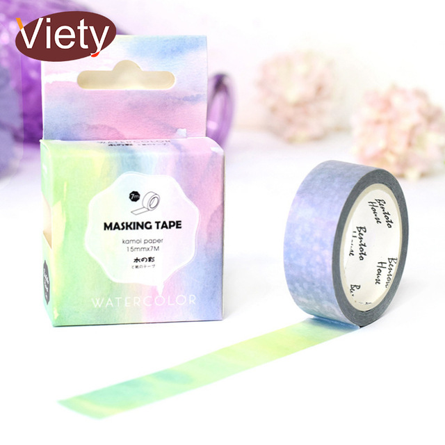 640x640 1.57m Watercolor Washi Tape Diy Decorative Scrapbooking Masking - Watercolor Washi