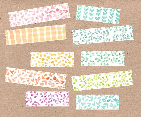 570x470 Digital Washi Tape, Clipart, Watercolor Washi Tape, Floral Washi - Watercolor Washi