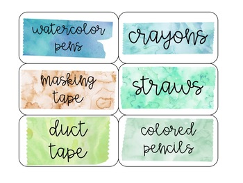 350x263 Watercolor Washi Tape Toolbox Supply Labels (200 Labels Amp 43 Editable) - Watercolor Washi Tape