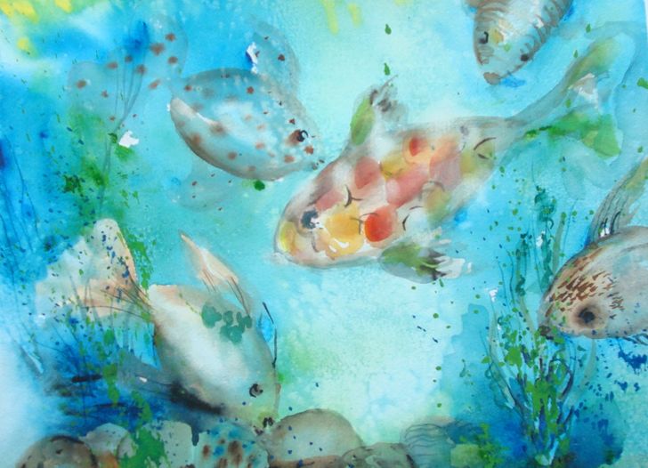 728x526 How To Paint Big Fish In Watercolor 7 Steps (With Pictures) - Watercolor Water