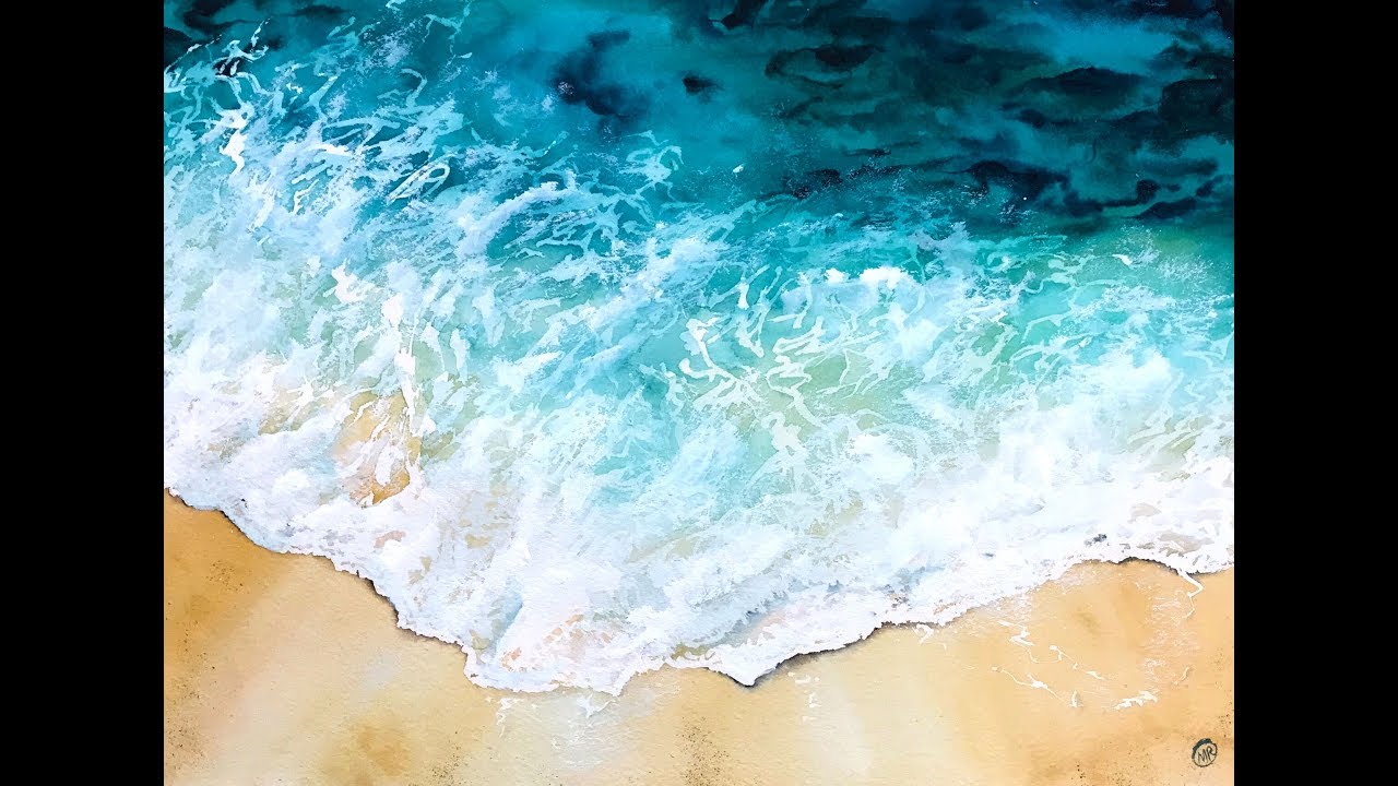 1280x720 Ocean Water In Watercolors Painting Tutorial - Watercolor Water