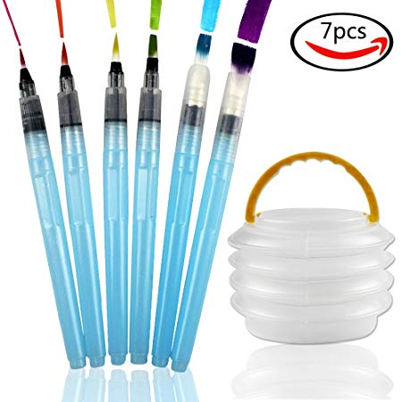450x450 Cocoboo 6pcs Watercolor Brush Pens Markers Water Paint Brush Water - Watercolor Water Bucket