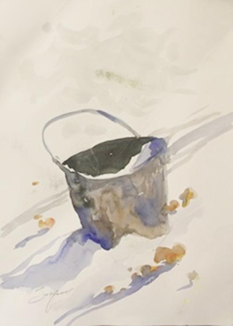 789x1100 Original Watercolor On Paper The Old Water Bucket By - Watercolor Water Bucket