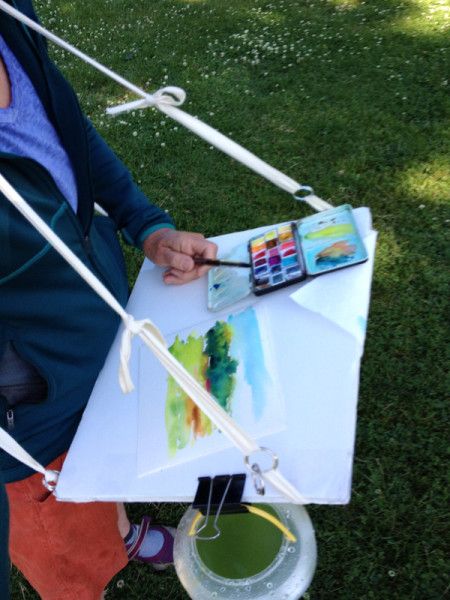 450x600 Over The Shoulder Easel With Water Bucket Plein Aire Easels - Watercolor Water Bucket