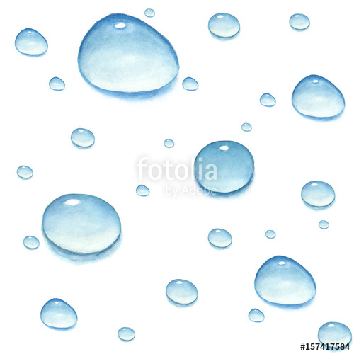 500x500 Watercolor Seamless Pattern With Water Drops On A White Background - Watercolor Water Drops