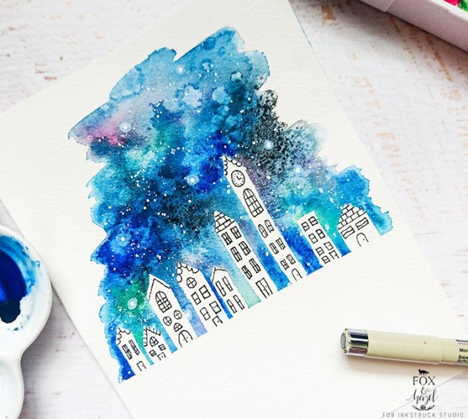 660x591 How To Paint A Watercolor Galaxy, Nebula And Night Sky 10 Tutorials - Watercolor Watercolor