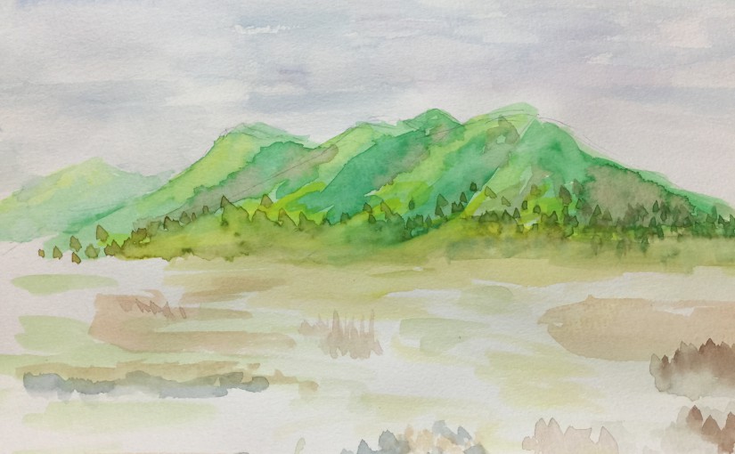 825x510 Mountain Watercolor Beautiful Path - Watercolor Watercolor