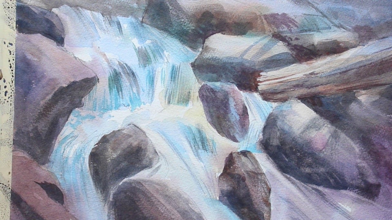 1280x720 Rough Waterfall In Watercolor - Watercolor Waterfall
