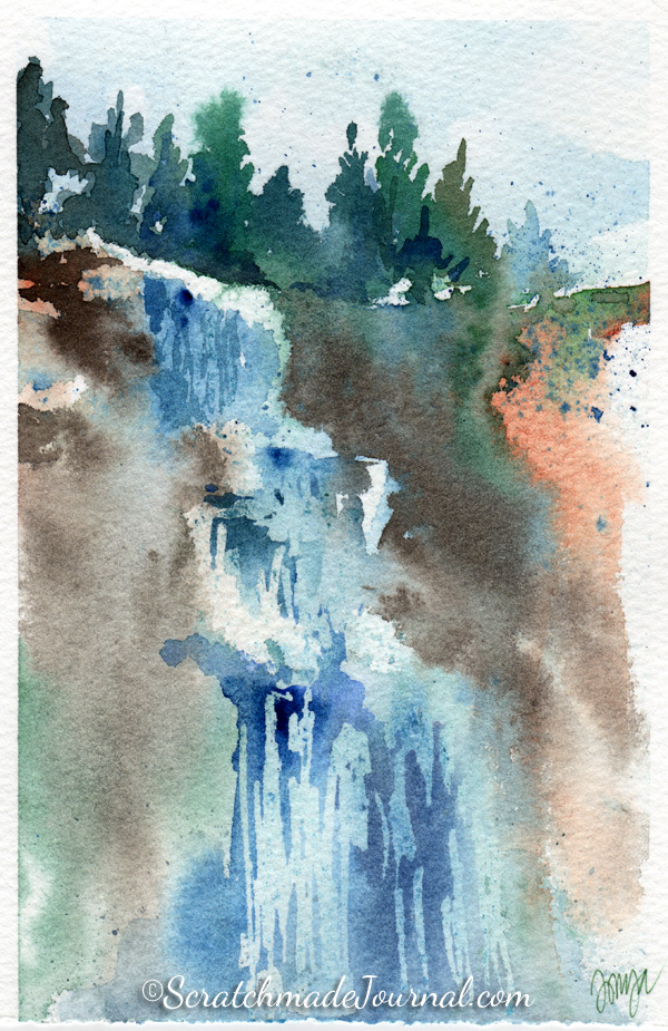 600x925 A Waterfall Worth The Hike Scratchmade Journal - Watercolor Waterfall
