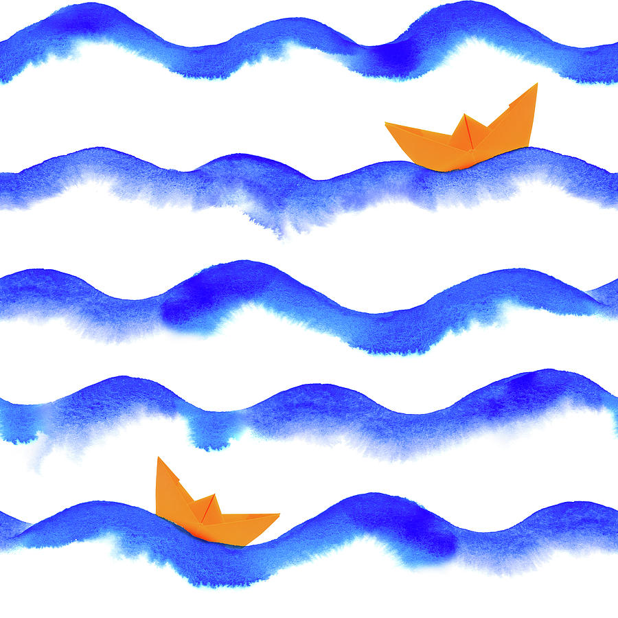 900x900 Watercolor Waves Painting By Tamara Kulikova - Watercolor Waves