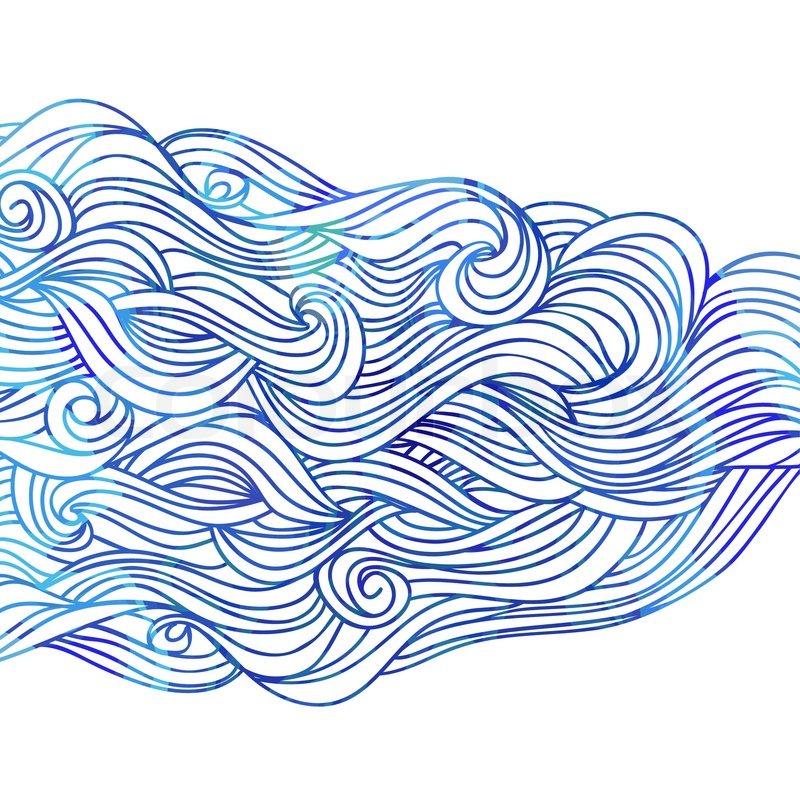 800x800 Abstract Hand Drawn Pattern, Blue Waves Background. Watercolor - Watercolor Waves