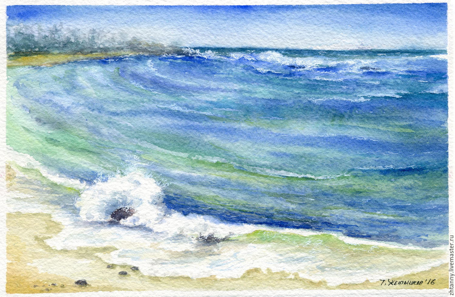 1500x981 Watercolor Waves Of The Indian Ocean Shop Online On Livemaster - Watercolor Waves